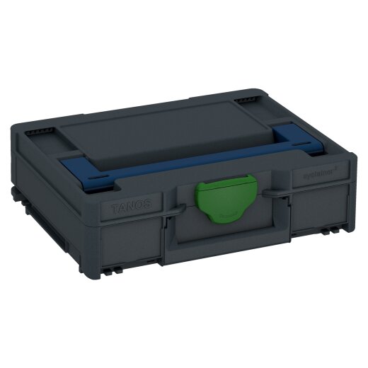 Tanos systainer³ M 112 anthracite grey (RAL 7016), closure emerald green (RAL 6001), handle saphire blue (RAL 5003)