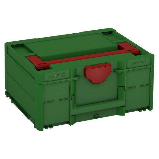 Tanos systainer³ M 187 emerald green (RAL 6001), closure carmine red (RAL 3002), handle carmine red (RAL 3002)