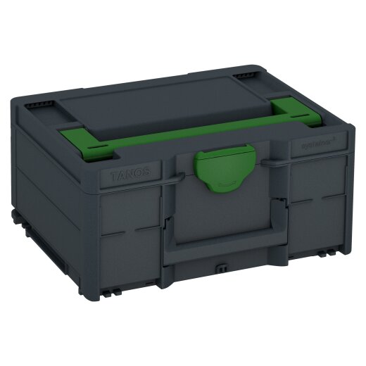 Tanos systainer³ M 187 anthrazit (RAL 7016), Verschluss smaragdgrün (RAL 6001), Griff smaragdgrün (RAL 6001)