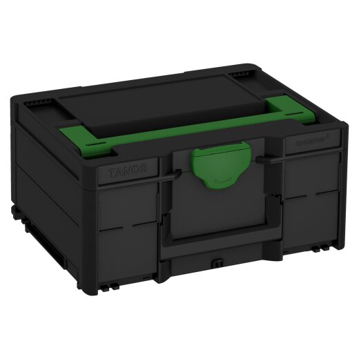 Tanos systainer³ M 187 signal black (RAL 9004), closure emerald green (RAL 6001), handle emerald green (RAL 6001)