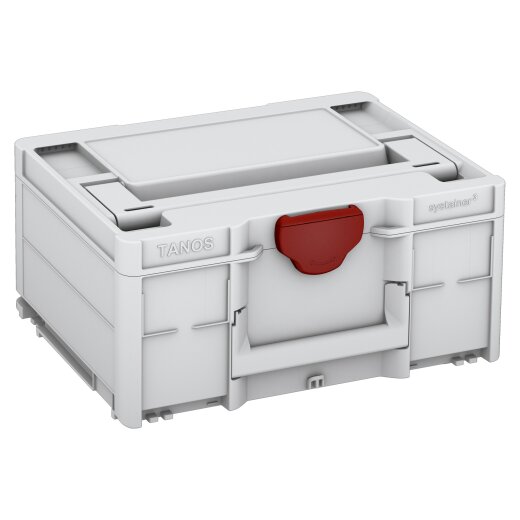 Tanos systainer³ M 187 light grey (RAL 7035), closure carmine red (RAL 3002), handle light grey (RAL 7035)