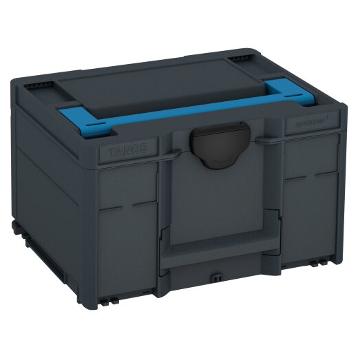 Tanos systainer³ M 237 anthracite grey (RAL 7016), closure signal black (RAL 9004), handle Sky blue (RAL 5015)