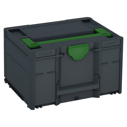Tanos systainer³ M 237 anthrazit (RAL 7016), Verschluss smaragdgrün (RAL 6001), Griff smaragdgrün (RAL 6001)