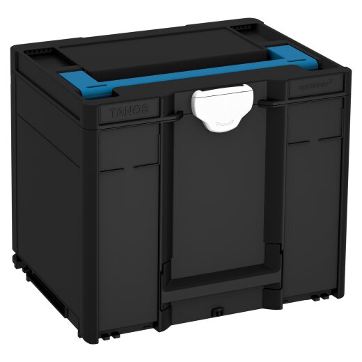 Tanos systainer³ M 337 signal black (RAL 9004), closure white (RAL 9016), handle Sky blue (RAL 5015)