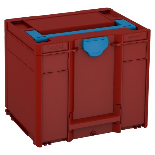 Tanos systainer³ M 337 carmine red (RAL 3002), closure Sky blue (RAL 5015), handle Sky blue (RAL 5015)