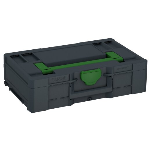 Tanos systainer³ L 137 anthrazit (RAL 7016), Verschluss smaragdgrün (RAL 6001), Griff smaragdgrün (RAL 6001)