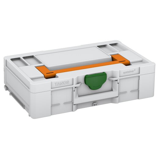Tanos systainer³ L 137 light grey (RAL 7035), closure emerald green (RAL 6001), handle deep orange (RAL 2011)