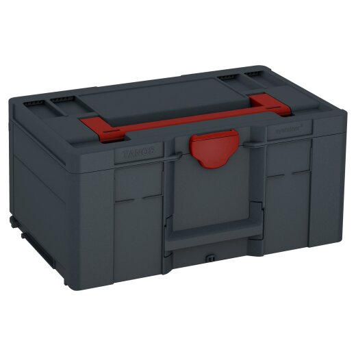 Tanos systainer³ L 237 anthrazit (RAL 7016), Verschluss karminrot (RAL 3002), Griff karminrot (RAL 3002)