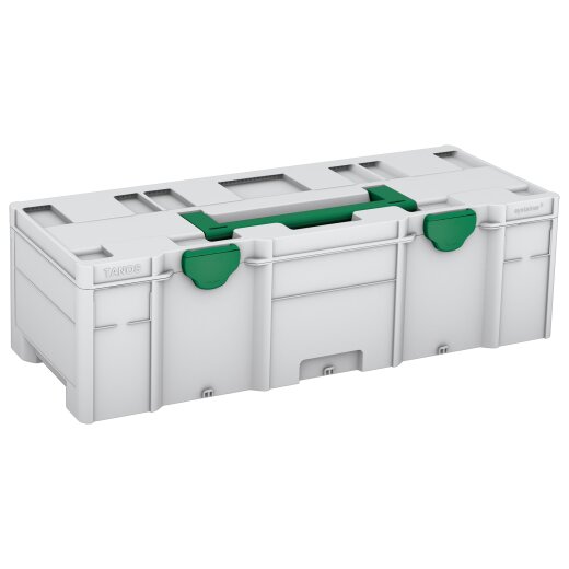 Tanos systainer³ XXL 237 light grey (RAL 7035), closure signal green (HKS 54 K), handle signal green (HKS 54 K)