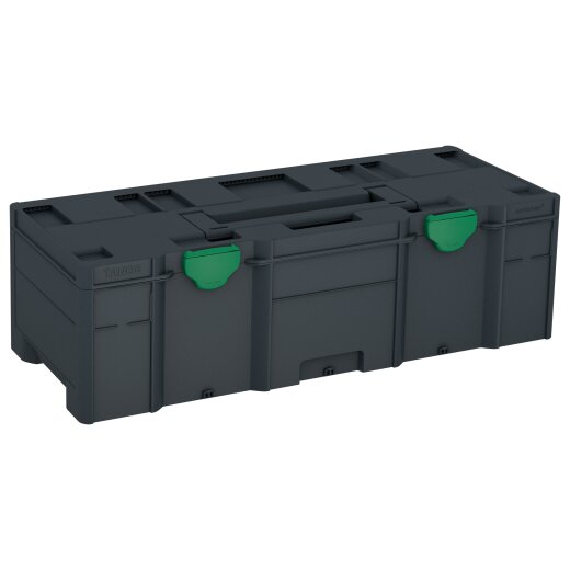 Tanos systainer³ XXL 237 anthrazit (RAL 7016), Verschluss signalgrün (HKS 54 K), Griff anthrazit (RAL 7016)