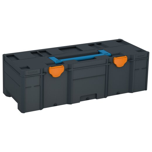 Tanos systainer³ XXL 237 anthracite grey (RAL 7016), closure deep orange (RAL 2011), handle Sky blue (RAL 5015)