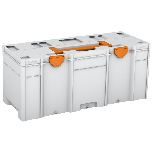 Tanos systainer³ XXL 337 lichtgrau (RAL 7035), Verschluss tieforange (RAL 2011), Griff tieforange (RAL 2011)