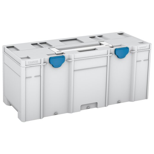 Tanos systainer³ XXL 337 light grey (RAL 7035), closure Sky blue (RAL 5015), handle white (RAL 9016)