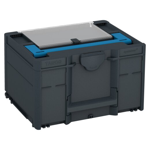 Tanos systainer³ Deckelfach M 237 anthracite grey (RAL 7016), closure anthracite grey (RAL 7016), handle Sky blue (RAL 5015)