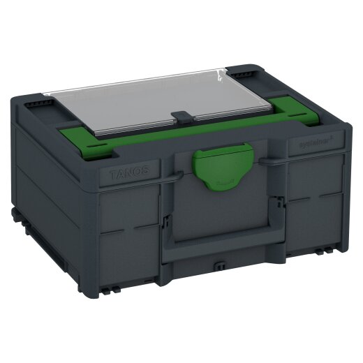 Tanos systainer³ Deckelfach M 187 anthracite grey (RAL 7016), closure emerald green (RAL 6001), handle emerald green (RAL 6001)