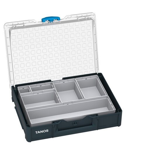 Tanos systainer³ Organizer M 89 6 Boxen anthrazit (RAL 7016), Verschluss himmelblau (RAL 5015)