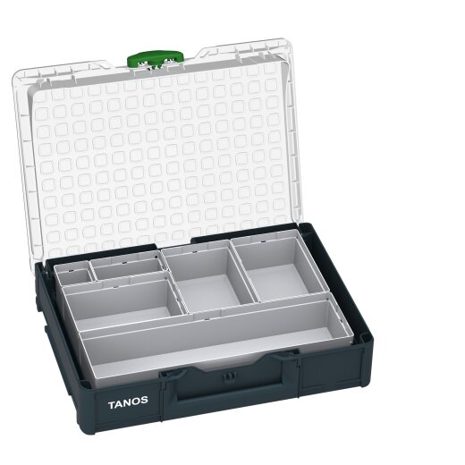 Tanos systainer³ Organizer M 89 6 Boxen anthrazit (RAL 7016), Verschluss smaragdgrün (RAL 6001)