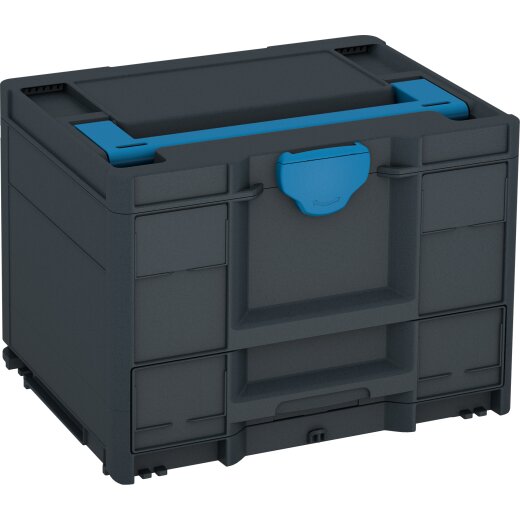 Tanos systainer³ Combi M 287 anthrazit (RAL 7016), Verschluss himmelblau (RAL 5015), Griff himmelblau (RAL 5015)