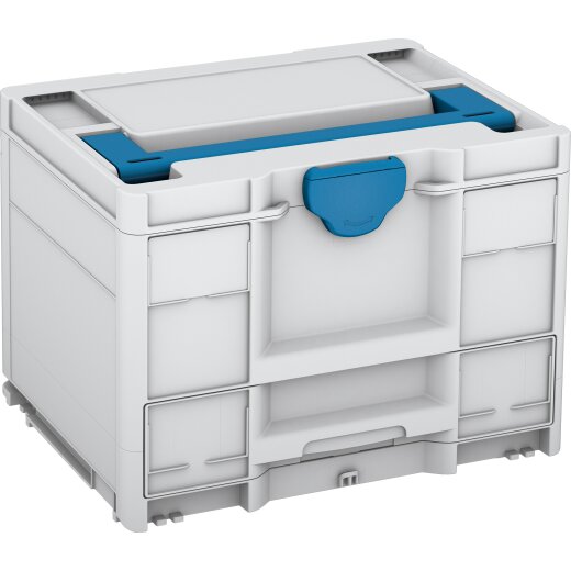 Tanos systainer³ Combi M 287 lichtgrau (RAL 7035), closure Sky blue (RAL 5015), handle Sky blue (RAL 5015)