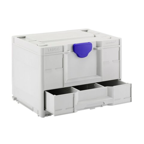 Tanos systainer³ Combi M 287 lichtgrau (RAL 7035), Verschluss signalgrün (HKS 54 K), Griff lichtgrau (RAL 7035)