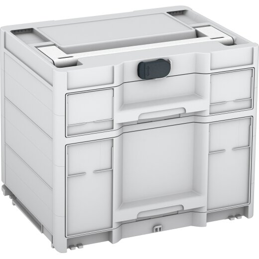 Tanos systainer³ Sortainer/2 M 337 lichtgrau (RAL 7035), Verschluss anthrazit (RAL 7016), Griff weiß (RAL 9016)