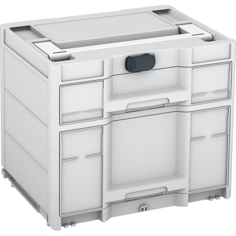 Tanos systainer³ Sortainer/2 M 337 lichtgrau (RAL 7035), Verschluss anthrazit (RAL 7016), Griff weiß (RAL 9016)