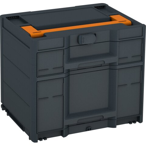 Tanos systainer³ Sortainer/2 M 337 anthrazit (RAL 7016), Verschluss anthrazit (RAL 7016), Griff tieforange (RAL 2011)