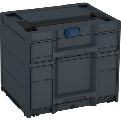 Tanos systainer³ Sortainer/2 M 337 anthrazit (RAL 7016), closure saphire blue (RAL 5003), handle signal black (RAL 9004)