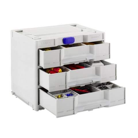 Tanos systainer³ Sortainer/3 M 337 anthrazit (RAL 7016), Verschluss karminrot (RAL 3002), Griff tieforange (RAL 2011)