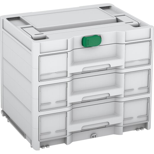 Tanos systainer³ Sortainer/3 M 337 lichtgrau (RAL 7035), closure signal green (HKS 54 K), handle light grey (RAL 7035)