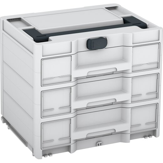 Tanos systainer³ Sortainer/3 M 337 lichtgrau (RAL 7035), Verschluss anthrazit (RAL 7016), Griff anthrazit (RAL 7016)