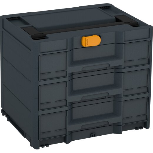Tanos systainer³ Sortainer/3 M 337 anthrazit (RAL 7016), closure daffodil yellow (RAL 1007), handle signal black (RAL 9004)