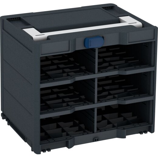Tanos systainer³ Rack/0 M 337 anthrazit (RAL 7016), Verschluss saphirblau (RAL 5003), Griff lichtgrau (RAL 7035)