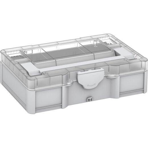 Tanos systainer³ S 76 Deckel transparent, Grundkörper lichtgrau (RAL 7035), Verschluss lichtgrau (RAL 7035)