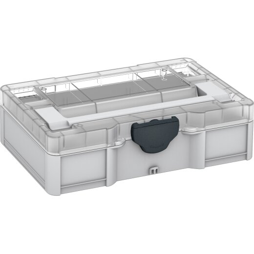 Tanos systainer³ S 76 Deckel transparent, Grundkörper lichtgrau (RAL 7035), Verschluss anthrazit (RAL 7016)