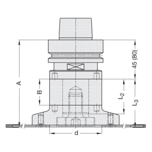 JSO Sägeblattaufnahme HSK-F 63 | 3-teilig D=100mm