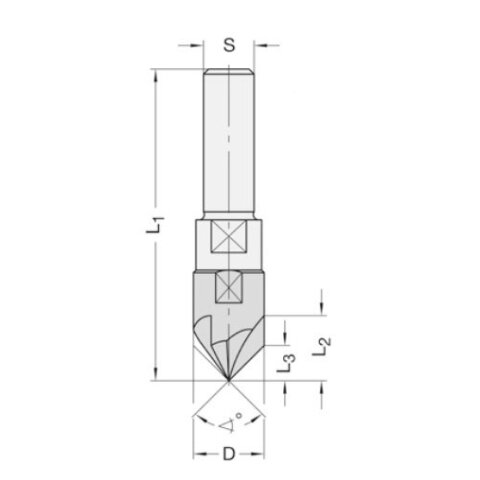 JSO 60° V-Nut- Schriftenfräser Z3 VHW 14x15,50/12x62mm S12mm rechts