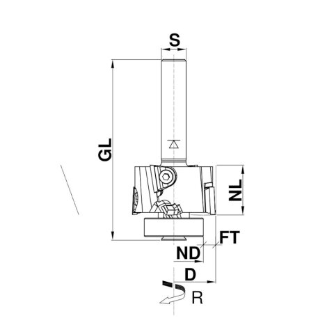 Aigner 27mm PKD-Falzfräser "C166-5" Z2x2+2Q 27x16/58,10mm S8 rechts Falztiefe 4mm
