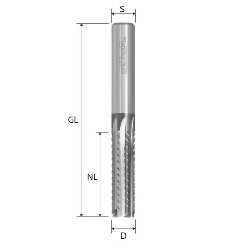 4mm Solid Carbide Composite router cutter "CSS" 4x15/6mm S6mm rechts