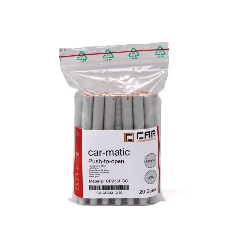 car-matic Ø10mm Push to Open 37mm Türöffner lichtgrau extra Stark mit Magnet 20 Stück - CP2331-2-20