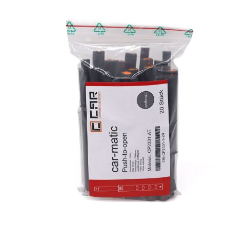 car-matic Ø10mm Push to Open 37mm door opener anthracite extra strong with magnet 20 Piece