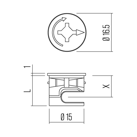 CAR "CarFix" Ø15/16.5mm from 16mm panel thickness connector housing with cover edge 10 pieces