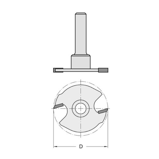 BLU HW Nutfräser Z2 40x3/55mm Schaft 8mm