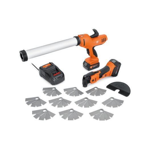FEIN Akku-Kartuschenpresse und Akku-MultiMaster AKP 18-600 AS Fugensanierer-Set