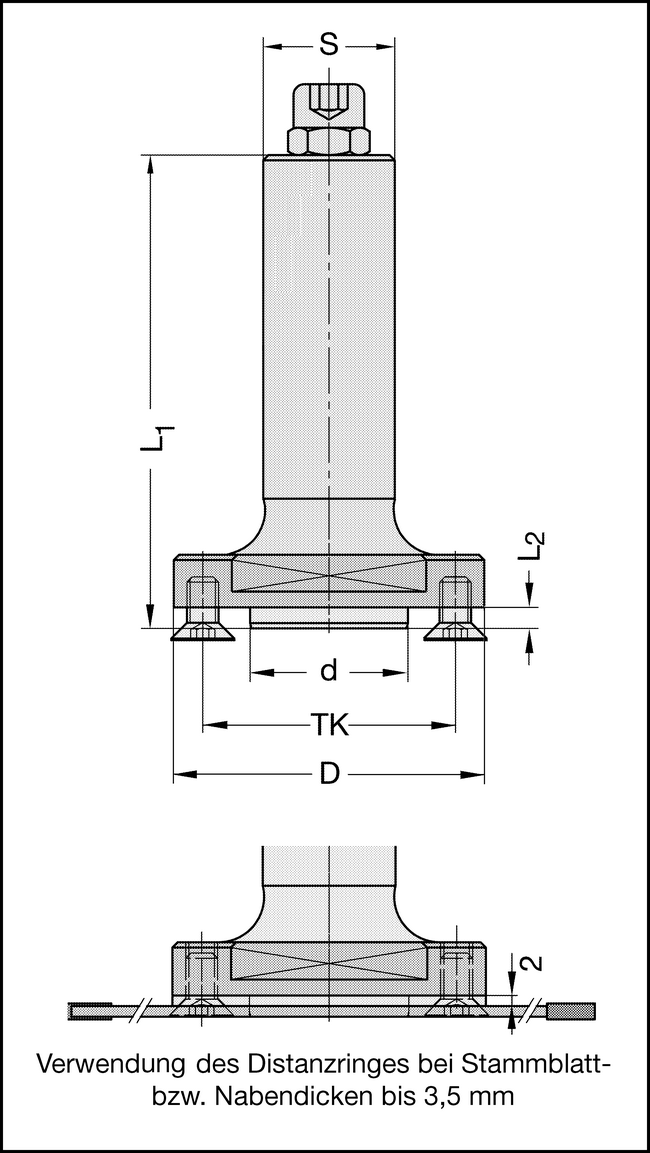 Fräsdorn d=22x4mm  S=25x65mm m.E.