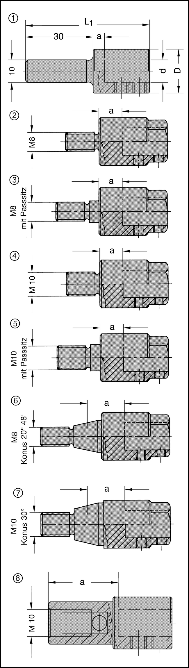 Spannfutter M8;10mm L.