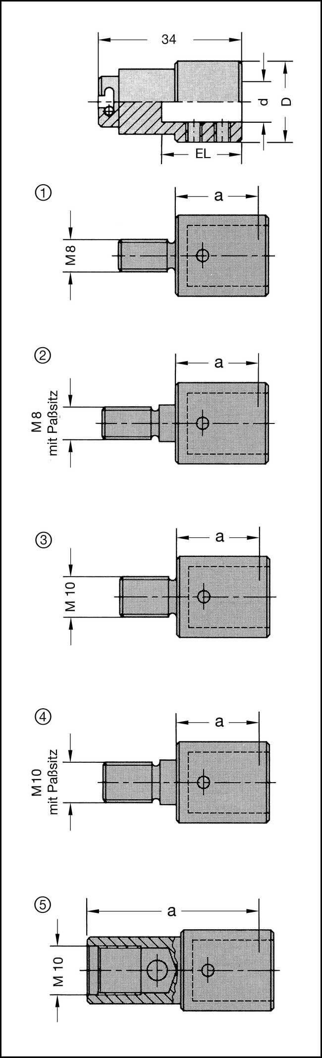 Maschinenteil M8 P; 10mm L.