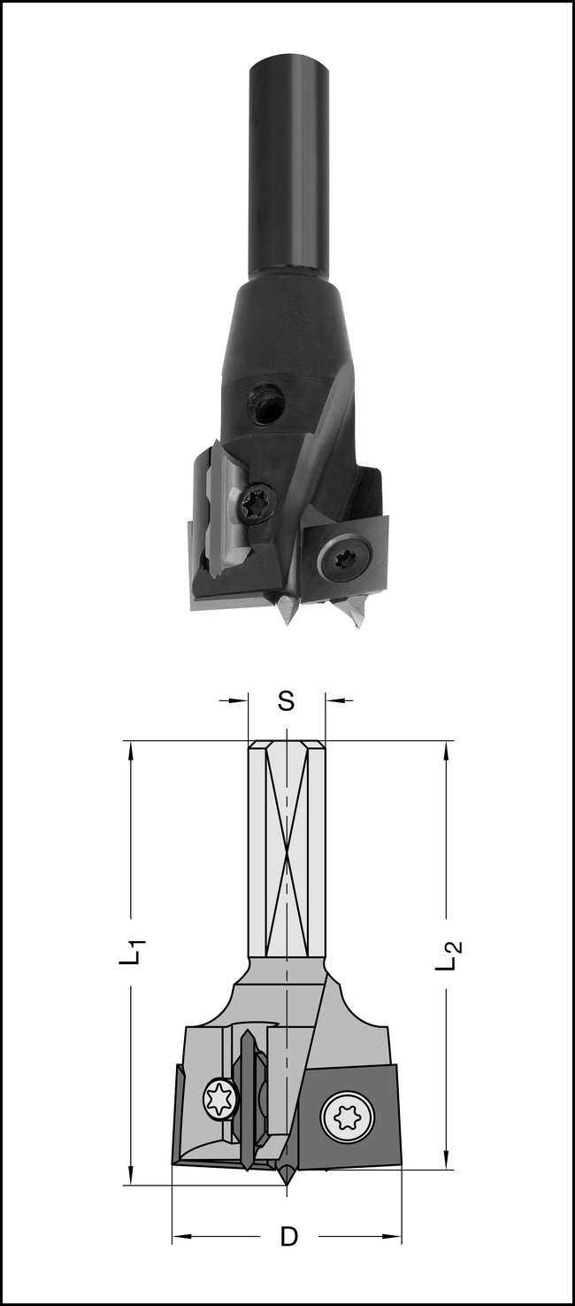 WP-Zylinderkopfbohrer Z2+2, 30x57,5mm