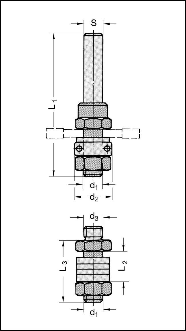 Aufnahmedorn d1=8mm,S=M12x1