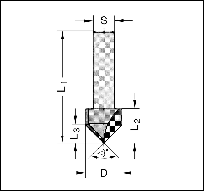 V-Nutfräser HW 14mm S=8mm